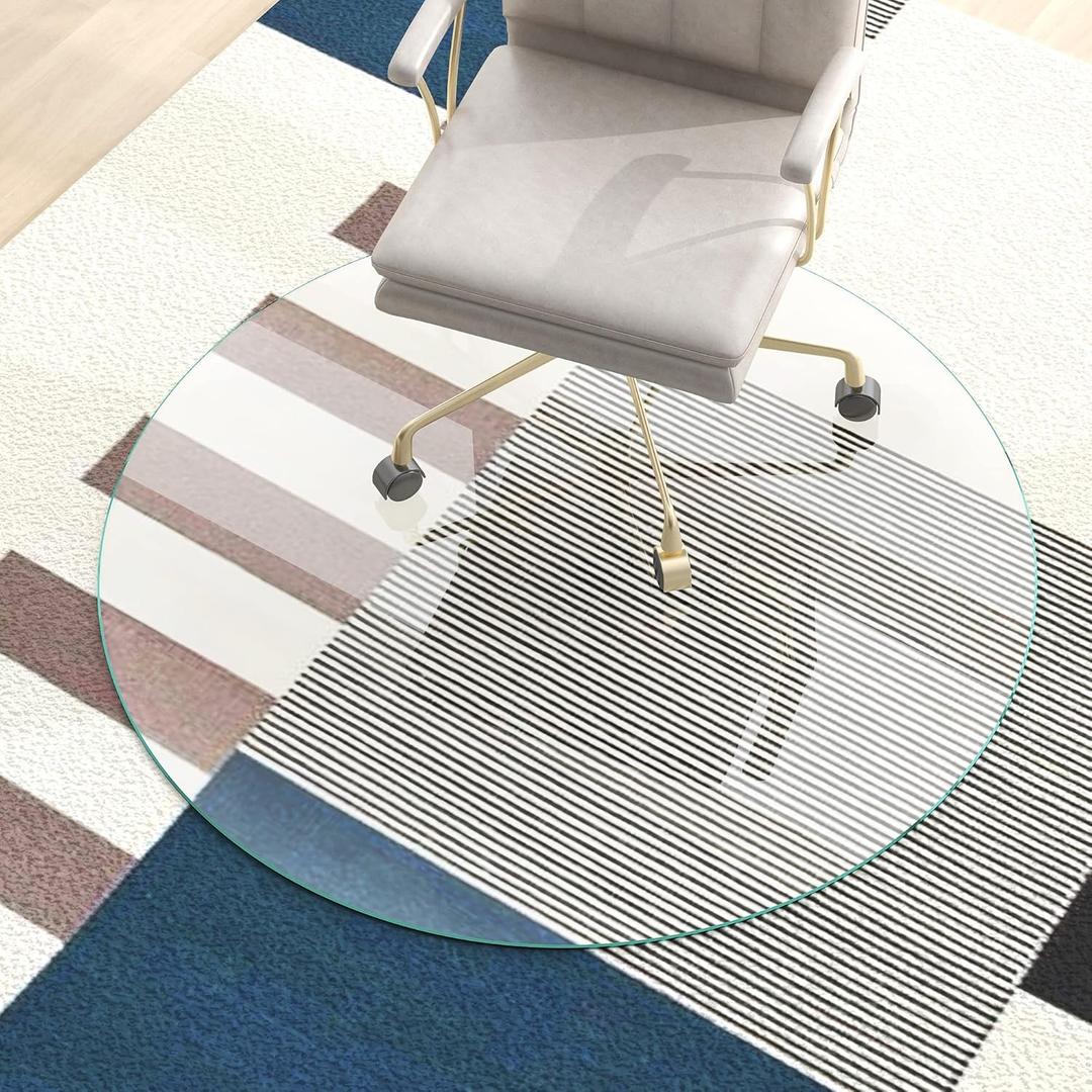 NeuType Glass Chair Mat, Tempered Glass Office Chair Mat for Carpet or Hardwood Floor - Effortless Rolling, Easy to Clean, Best for Your Home or Office Floor (46" Round x 1/4", Transparent) NeuType Glass Chair Mat, Tempered Glass Office Chair Mat for Carpet or Hardwood Floor - Effortless Rolling, Easy to Clean, Best for Your Home or Office Floor (46" Round x 1/4", Transparent)