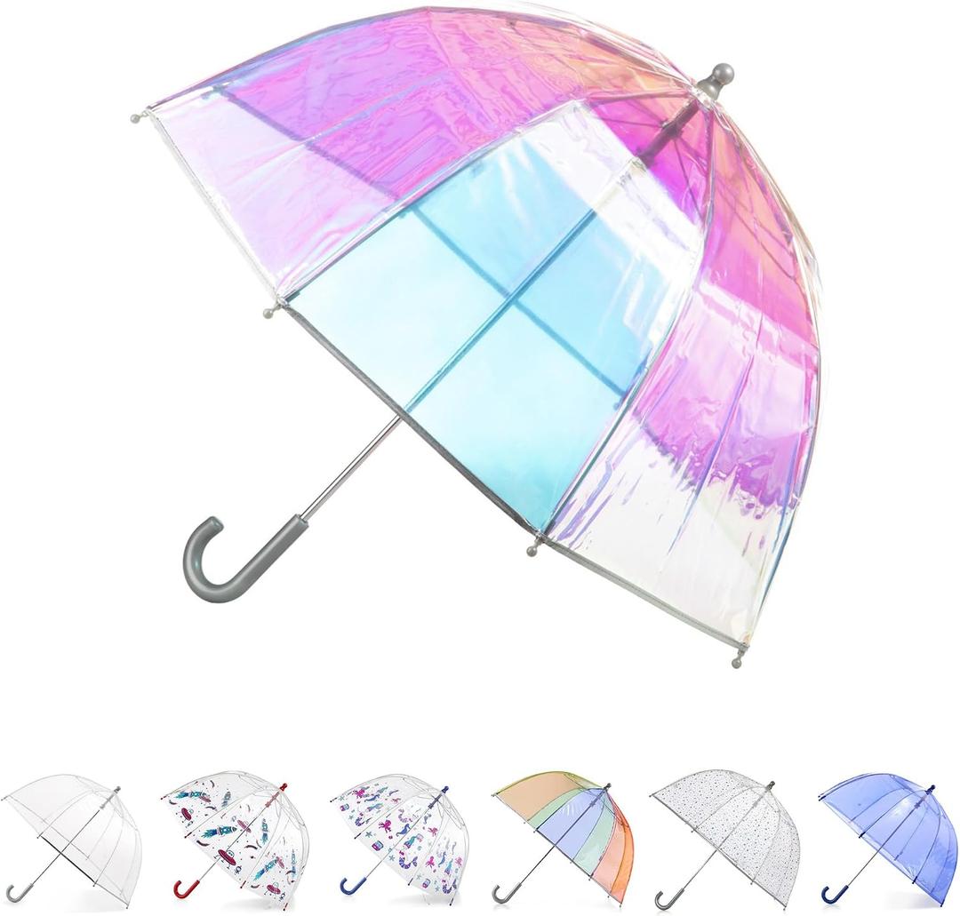 Totes Kids Pinch Proof Bubble Umbrella with Enhanced Visibility, 38" Canopy