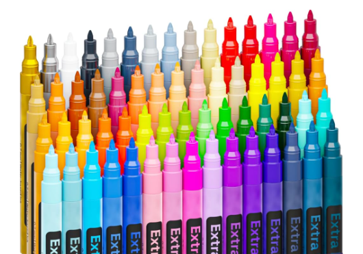 Acrylic Paint Pens Brush Tip, 60 Metallic & 8 Basic Colors Acrylic Paint Markers. Calligraphy Brush Set for Rock Painting, Scrapbooking, Sumi Brush, Lettering, Card Making, Sketching, Black Paper, DIY