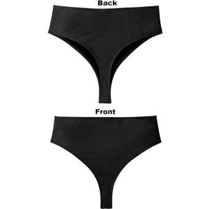 Zmart Women High Waist Thong Bikini Bottoms High Cut Swimsuit Bathing Suit Cheeky Brazilian Swimwear Bottom (Small, Black)
