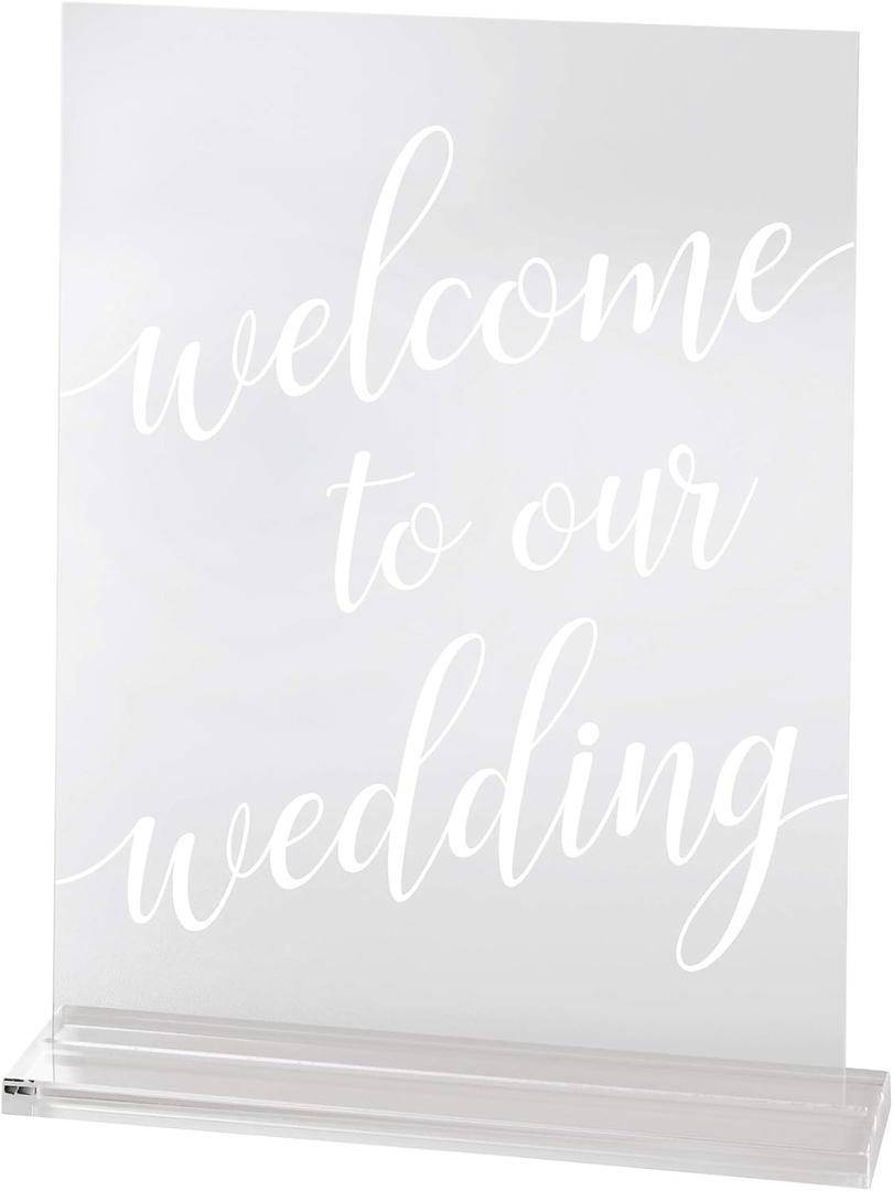 Lillian Rose Clear Acrylic Welcome to Our Wedding Sign, 0.25x18x14