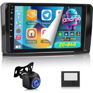 NHOPEEW 2+64G for Mercedes Benz GL ML Class W164 X164 ML350 ML500 GL350 GL450 2005-2011 Android Stereo - 9 inch Touchscreen DSP Audio - Wireless Carplay and Android Auto, WiFi, GPS + Rearview Camera