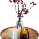Acacia Round Wood Tray Decorative Serving Trays for Ottoman Coffee Table Candle Holder Tray Kitchen Counter Island Accents Home Decor Circle Circular Wood Centerpiece Trays for Dining Room Table (12")