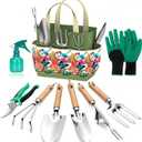 Gardening Tools Set of 9 - Complete Heavy Duty Garden Tools Set with Fashion Handbag - Durable Gardening Supplies Kit Ideal Gifts for Women