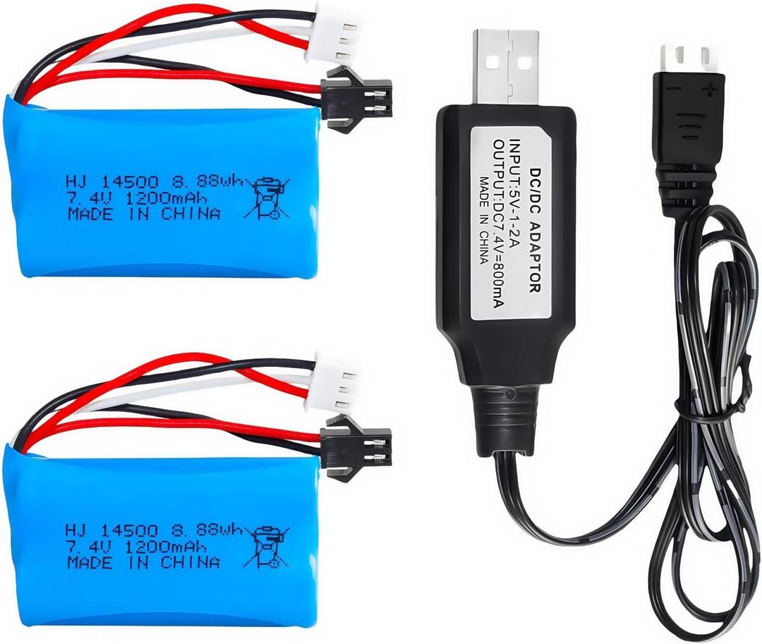 HHZ 2 pcs 7.4V 1200mAh 5C Li-on Battery SM-2P Plug for Airsoft Gun Water Ball Gun Battery Gel Blaster