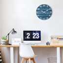 XFM Blue Wall Clock 24 Inch Farmhouse Wall Clocks Battery Operated Large Rustic Wall Clock Wood Silent Wall Clocks for Living Room Bedroom Home Office