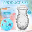 Tioncy 20 Pcs Pineapple Glasses 200 Pcs Candy Cane Drink Umbrellas 18 oz Pineapple Cups for Cocktails Drink Umbrellas Cocktail Picks Beverage Drinkware for Party Decor(Clear), one size