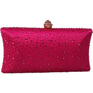 Boutique De FGG Crystal Clutch Purse for Women Formal Evening Bags Party Rhinestone Clutch Bag Wedding Prom Handbags,Mini (Fuch)