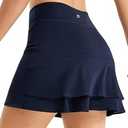 Stelle Women Tennis Skirt Athletic Skort High Waisted Golf Inner Shorts with Pockets Running Sports Pickleball(Navy, XL)