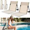 2 Pack Foldable Seat for Poolside Chairs, Portable Outdoor Poolside Chairs for Edge of Pool, Beach Chair, SwimmingPool Accessories,Pool Seats for Edge,Beach Camping Picnic Lawn Accessories-Light Beige