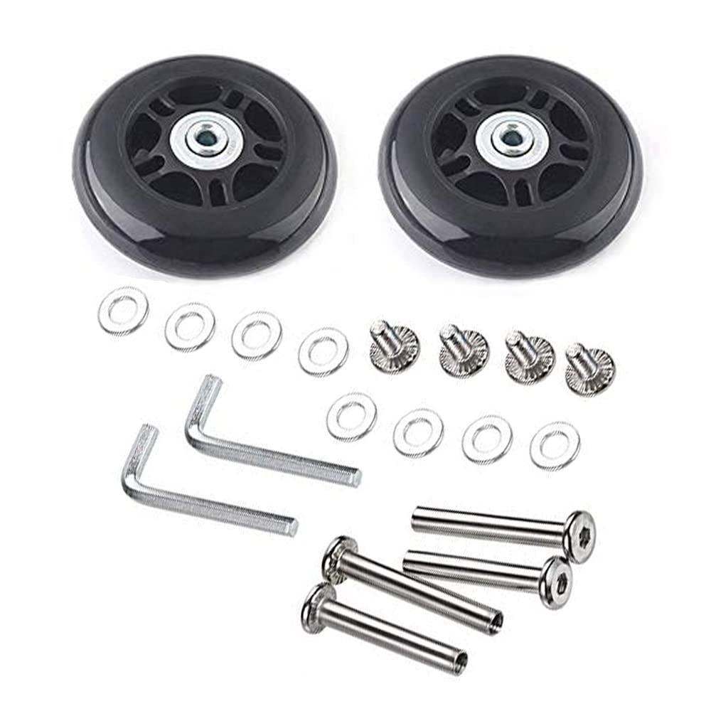 1 Pair/2pcs Luggage Suitcase Replacement Wheels 60mm/70mm/72mm/75mm/87mm/94mm/100mm, Rubber Swivel Caster Wheels 6mm Bearings Repair Kits (OD75xThk24mm/2.95x0.94in)