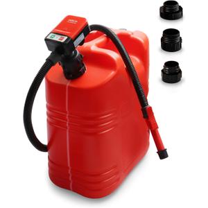 FUELIO Fuel Transfer Pump Battery Powered Gas Pump For 5 Gallon Gas Can, 3.2GPM, Auto-Stop Nozzle, 51 IN Long Hose, GAS CAN NOT INCLUDED