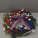 Patriotic Wreath 22 Inch, 4th of July Wreath Red White and Blue Flowers, Memorial Day Wreath for Home Wall Window American Independence Day Decor