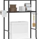 JSB 3-Tier Metal Bathroom Storage Rack Over The Toilet, Multifunctional Organizer with Toilet Paper Rack (Black, 3 Tier)