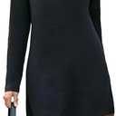 STYLEWORD Women's 2025 Winter Dress Tunic Tops for Leggings Long Sleeve Sweater Cowl Neck Fashion Shirt Dress Size Medium