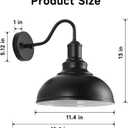 2PCS Outdoor Wall Sconces, Exterior Farmhouse Gooseneck Barn Light, Vintage Matte Black Outside Wall Mount Light Fixture, Industrial Black Lantern for Porch, Entryway, Garage