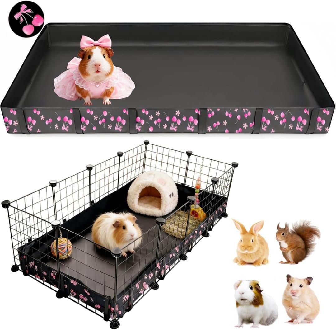 DZWLKJ Guinea Pig Cage Liner,Washable Tarp Bottom Base,Cherry Graphic ,24"x48", Reusable for Rabbit, Chinchilla, Hedgehog, Ferret & Other Small Animals.