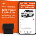 GPS Tracker for Vehicles, No Monthly Fee, No Subscription, 4G SIM and Data Included, Business Fleets, Speeding Alerts, Trip History, Mileage Tracking, Geofence, OBD, USA Developed, Moto Watchdog