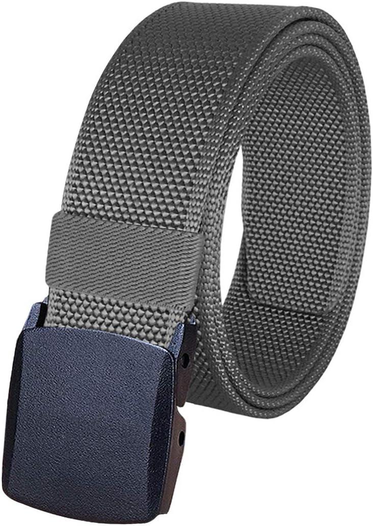 WYuZe Men's Military Tactical Web Belt, Casual Nylon Webbing with No Metal Buckle (Waist: 28"-42", Dark Gray)