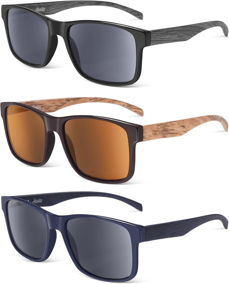 LADEESSE 3 Pack Bifocal Reading Sunglasses For Men/Women - Fashion UV400 Sunglasses With Readers Built In Sun Outdoor (Non-bifocal Lens)
