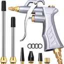 JASTIND Industrial Air Blow Gun with Brass Adjustable Air Flow Nozzle and 2 Steel Extension, Pneumatic Air Compressor Accessory Tool Dust Cleaning and Blower Gun