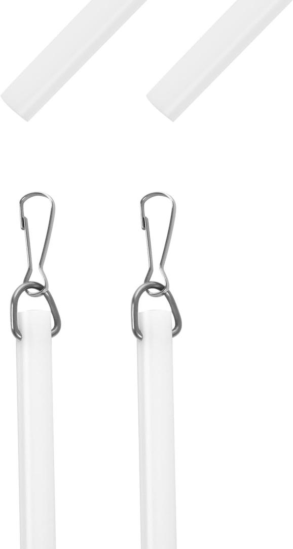 24 inch Curtain Pull Wand, White Curtain Pull Rod with Hook, Drapery Pull Wand for Easier Opening and Back - 2 Pack