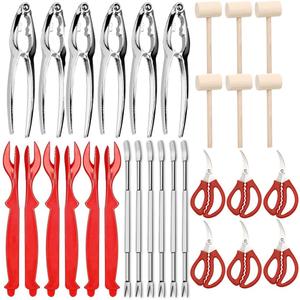 30 PCS Seafood Tools Include Crab Crackers, Seafood Scissors, Lobster Sheller, Crab Hammer,and Shellfish Forks,Nutcracker Set