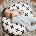 Premium Quality 2 Pack Nursing Pillow Covers by Mila Millie - Nordic Swiss Black & White Cross Unisex Design Slipcovers - 100% Cotton Hypoallergenic (Black & White)