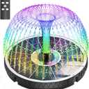 Remote Control Solar Fountain, 2025 Upgrade 6W Solar Bird Bath Fountain with 4000mAh Battery, Solar Powered Hummingbird Water Fountain Pump with Colorful LED Lights, 7 Nozzles for Garden Decor