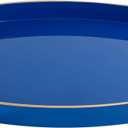 MAONAME Blue Decorative Tray, Oval Serving Tray with Handles, Plastic Trays for Coffee Table, Ottoman Trays for Living Room, Bathroom, 15.6" X 10.6" X 1.4"