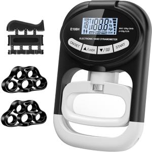 Grip Strength Tester Hand Dynamometer - Grip Strength Trainer Electronic Hand Gripper Strengthener Wrist Exerciser Meter Digital Training Gauge 265 Lbs / 120 Kgs for Sport School Home Use (Black)