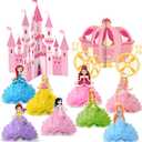 10 Set Princess Birthday Party Decorations Cartoon Princess Paper Flower Honeycomb Centerpieces Paper Flowers Castle Carriage Party Table Topper Decor for Girls Birthday Baby Shower Table Decorations