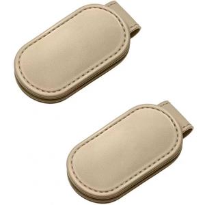 3 x Multifunctional Magnetic Clip, Soft Small Leather Clip as Money Clip, Strap Clip and Memo Clip (Beige)