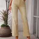 GRAPENT Womens Flare Jeans High Waisted Wide Leg Baggy Jean for Women Stretch Denim Pants (Beige, M)