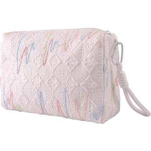 Makeup Bag Toiletry Bag for Womencute Cosmetic Bag with Relief Design, Can Accommodate Various Cosmetic AccessoriesWhite