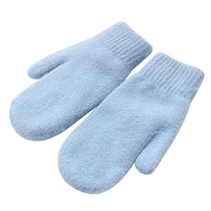Knit Mittens for Women Warm Winter Fleece Lined Mittens Women‘s Gloves for Cold Weather, Sky Blue