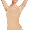 MOLLDAN Women and Girls Nude Leotard Seamless Camisole Undergarment with Adjustable Clear Straps (Small-Medium)