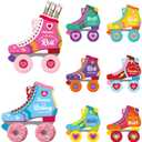 48 Pcs Valentine Retro Roller Skate Candy Card with Cellophane Bags DIY Valentine's Day Gift Craft Treat Card for Sweet Day Gifts Exchange Party Favors Supplies