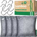 Activated Charcoal Odor Absorber,Large 4x500g w Hooks Nature Odor Eliminator for Strong Odor,Bamboo Charcoal Air Purifying Bags,Moisture Absorbers for Fresh Home Car Closet Pet,Smoke Room Deodorizer