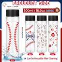 24 Pcs 17 Oz Baseball Plastic Sports Bottle Lid Reusable Juice Drink Container Leak Proof Lightweight Shatter Resistant White Bulk Cup for Daily Picnic Sports Themed Birthday Party Supplies