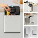 Stainless Steel Hanging Trash Can with Lid and Inner Bucket, 2 Gallon Kitchen Compost Bin for Counter Top, Under Sink or Wall Mount, Small Garbage Can for Cupboard/Bathroom/Bedroom/RV, White