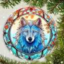 Dodosky Wolf Christmas Ornament - Ceramic Wolf Ornaments for Christmas Tree Gifts - Animal Lovers Keepsake