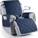 TAOCOCO 100% Waterproof Recliner Chair Cover, Small Recliner Covers for Recliner Chair with Pocket, Non Slip Reclining Chair Cover Furniture Protector for Kids, Pets(20'', Navy Blue)