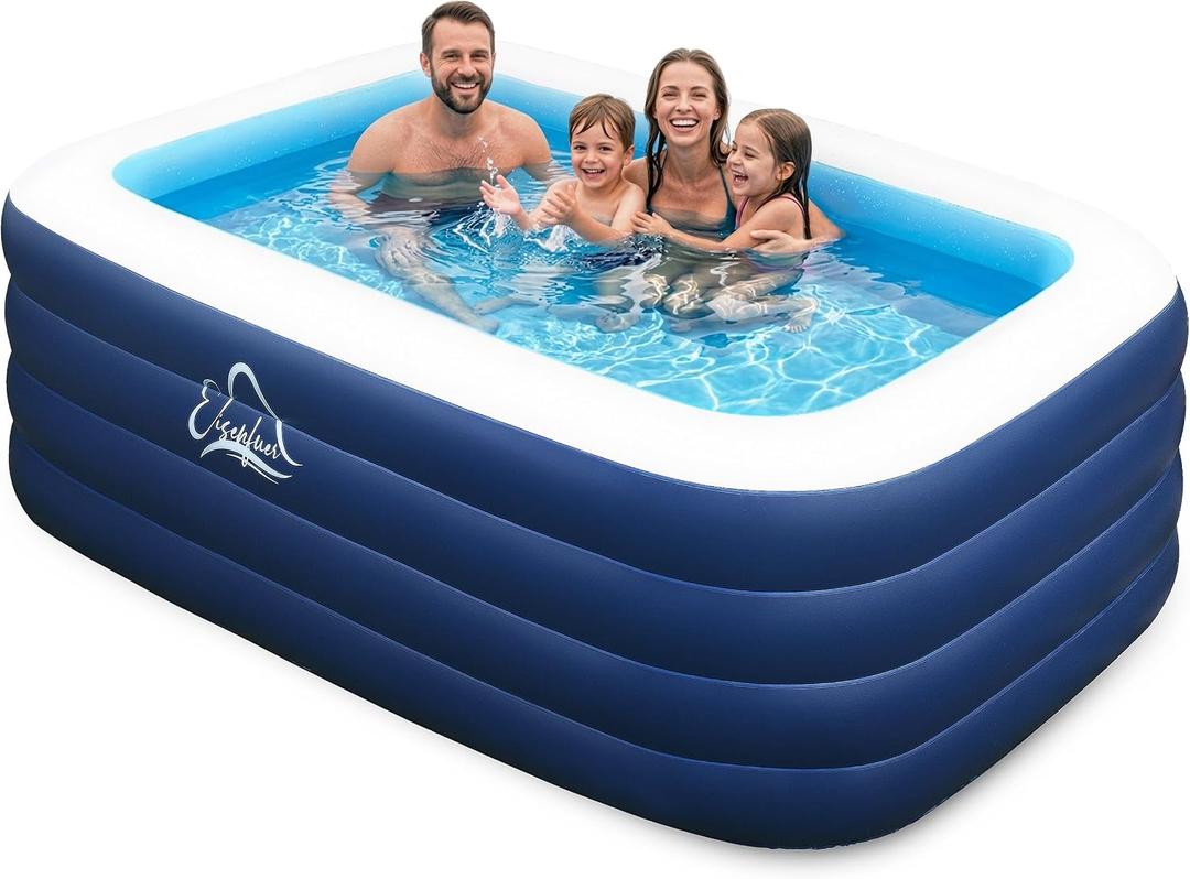 Inflatable Pool for Kids and Adults with No Collapse, 100" X 60" X 30" Deepened Swimming Pool for Toddlers, Outdoor, Garden, Backyard