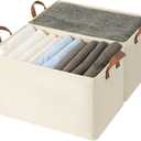 StorageWorks Storage Bins, Shelves Baskets for Organizing, 45L Extra Large Fabric Closet Organizers with Handles, Metal Frame, BeigeTexture, 2-Pack