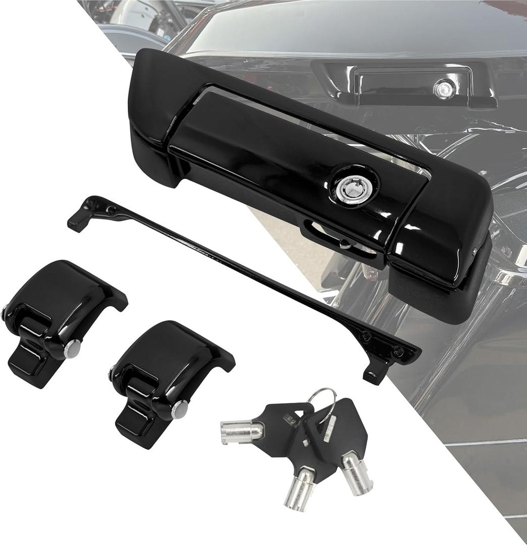 Tour Pack Trunk Hinges Latch Kit Fits For Harley Touring Road King Road Glide Street Glide Ultra Limited Electra Glide CVO Limited FLHTKSE 2014-Later Black