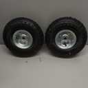 (2 Pack) RRQ 10 Inch Pneumatic Wheel 4.10/3.50-4 Tire, 10" Pneumatic Wheels with 5/8" Bearings,2.2" Offset Hub for Garden Cart, Hand Truck, Lawn Cart, Mower