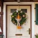 Spring Decorations for Home 17.5" Wreath Artificial Summer Wreaths with Gnome and Flowers for Easter Indoor Outdoor Home Festival Celebrations Charming Spring Wreaths for Front Door