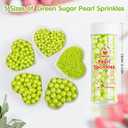 Edible Green Pearl Sprinkles,130g,Bright Green Pearls,Light Spring Sugar Pearls Mix Size Sprinkle for Cake Decorating,Baking Edible Candy,Cake Decorations,Cupcake Toppers,Cookie Donuts Ice Cream Toppings,Birthday Party Easter Supplies
