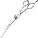 JASON 7" Curved Dog Grooming Scissors, Ergonomic Pets Cats Trimming Shears with Offset Handle and a Jewelled Screw for Right Handed Groomers, Sharp, Comfortable